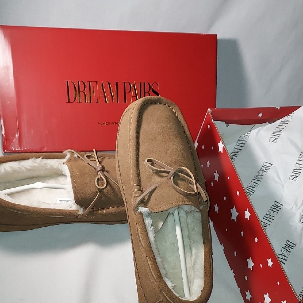 Dream Pairs Tan Moccasin Slippers Men House Slippers Size 10 1/2 NWOT